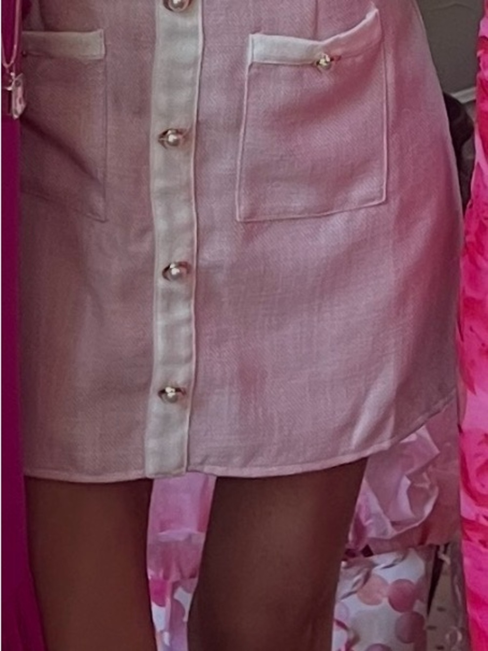 Showpo Pink Tweed Sleeveless Button-Front Mini Dress - Picture 7 of 7